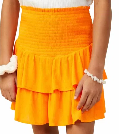 Hayden La Kids' Girls Smocked Ruffle Tier Mini Skirt In Orange