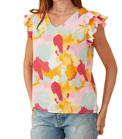 Hayden La Jolene Abstract Ruffle Tank Top In Pattern In Multi