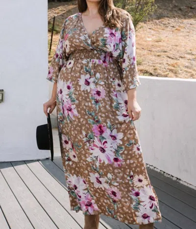 Hayden La Leopard Floral Print Maxi Wrap Dress In Brown In Multi