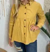Hayden La Mini Corduroy Button Up Blouse In Mustard In Yellow