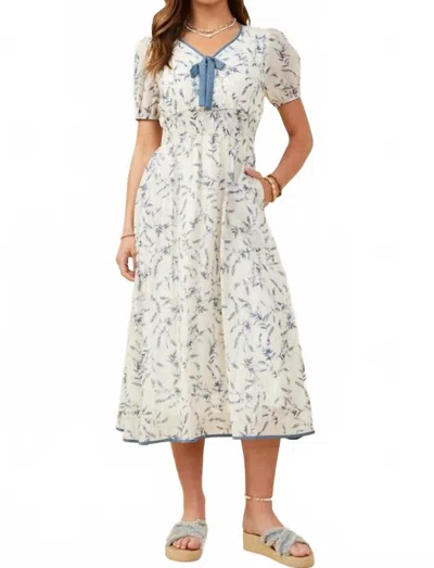 Hayden La Miranda Midi Dress In Blue In White