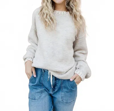 Hayden La Olga Crew Sweater In Beige In Gray