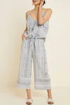 Hayden La Paloma Stripe Wide Leg Jumpsuit Set In Grey