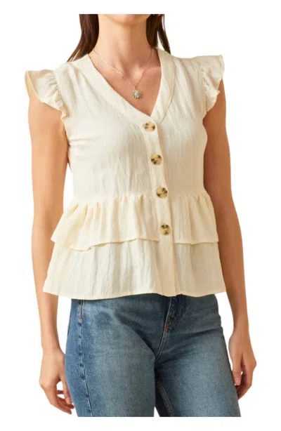 Hayden La Peplum Top In Ivory In Yellow