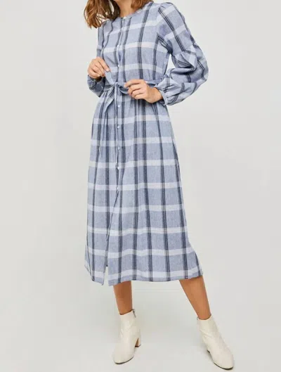 Hayden La Plaid Button-down Midi Dress In Denim Blue