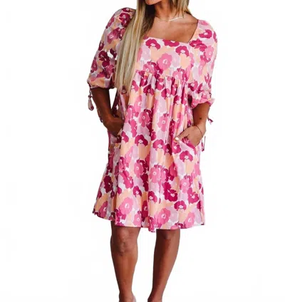 Hayden La Puff Petal Floral Dress In Pink In Purple