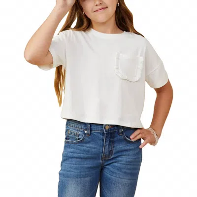 Hayden La Kids' Ruffle Pocket T Shirt In White