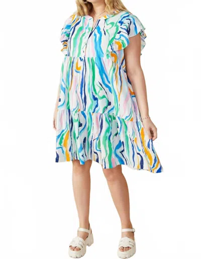 Hayden La Ruffle Sleeve Mini Dress In Green Mix In Multi