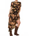Hayden La Sharon Peony Crew Neck Midi Dress In Black In Black