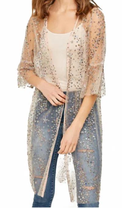 Hayden La Sheer Glitter Sequin Kimono In White