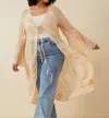 Hayden La Sheer Patch Print Chiffon Tie Front Duster In Tan
