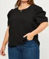 Hayden La Shoulder Puff Top In Black In Black