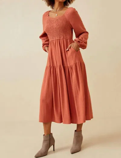 Hayden La Smocked Lace Trim Neckline Tiered Dress In Orange