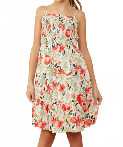 Hayden La Kids' Smocked Spaghetti Strap Dress In Floral Print In Multi