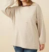 Hayden La Soft Stripe Knit Contrast Top - Plus In Taupe