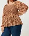 Hayden La Square Neck Peplum Top - Plus In Brown