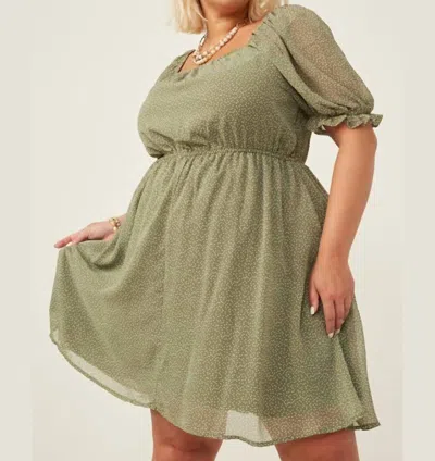 Hayden La Square Neck Puff Sleeve Mini Dress In Sage In Multi