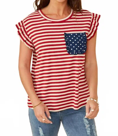 Hayden La All American Striped Top In Red In Multi