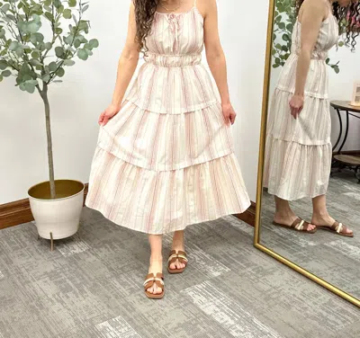 Hayden La Striped Midi Dress In Cream & Red In Neutral