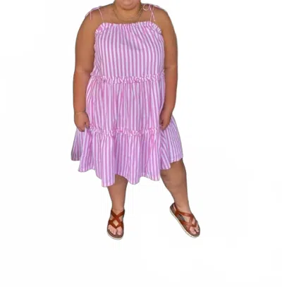 Hayden La Striped Tie Shoulder Tiered Dress In Pink In Purple