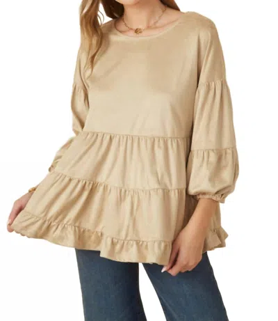 Hayden La Suede Peplum Blouse In Taupe In Brown