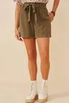 Hayden La Tencel Paperbag Shorts In Olive In Green