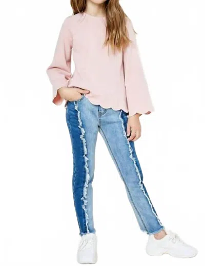 Hayden La Kids' Two Tone Frayed Denim Jean In Blue