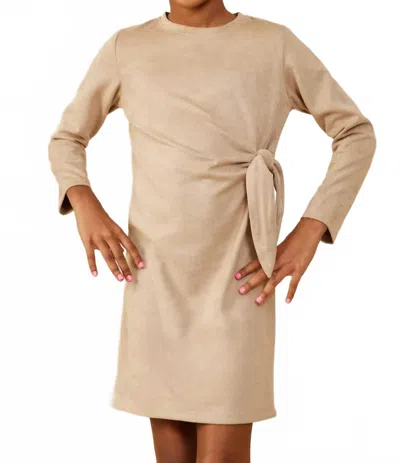 Hayden La Kids' Vegan Suede Side Tie Dress In Taupe In Neutral