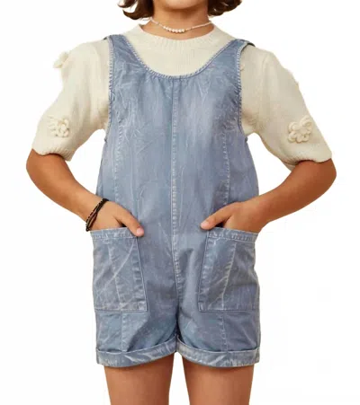 Hayden La Kids' Vintage Wash Denim Romper In Dusty Blue
