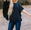 HAYDEN LA WING AND A PRAYER RUFFLE SLEEVE BLOUSE IN BLACK