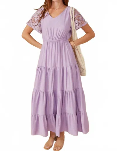 Hayden La Women's Crochet Lace Sleeve Tiered Dress In Lavender In Pink