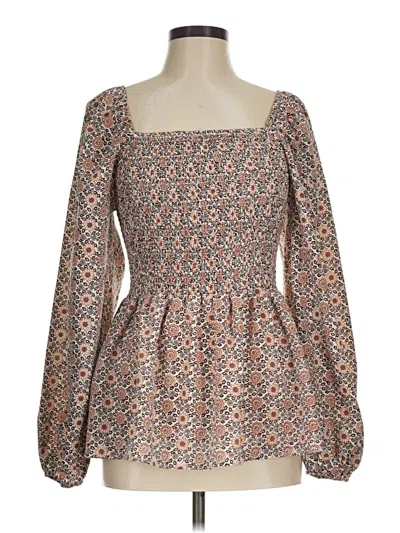Pre-owned Hayden Long Sleeve Blouse In Brown
