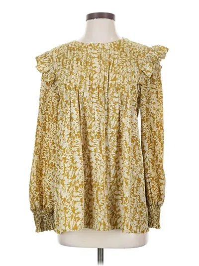 Pre-owned Hayden Long Sleeve Blouse In Gold