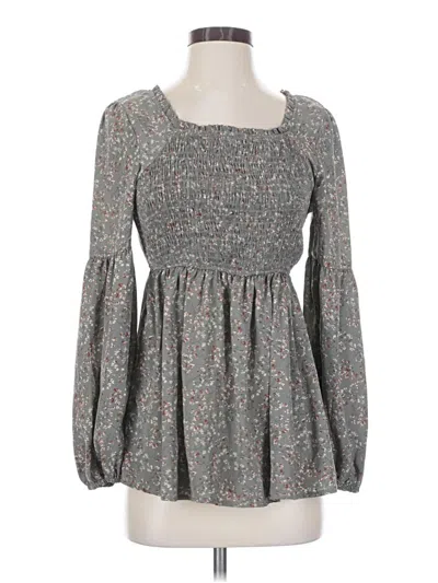 Pre-owned Hayden Long Sleeve Blouse In Gray