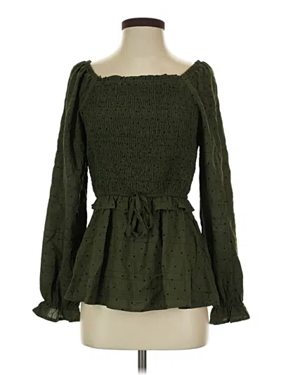 Pre-owned Hayden Long Sleeve Blouse In Green