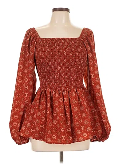 Pre-owned Hayden Long Sleeve Blouse In Orange
