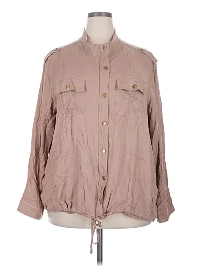 Pre-owned Hayden Long Sleeve Blouse In Tan