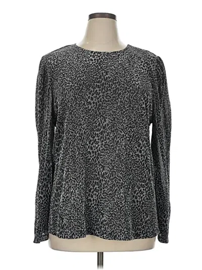 Pre-owned Hayden Long Sleeve Top Silver Crew Neck Tops