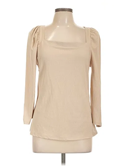 Pre-owned Hayden Long Sleeve Top Tan Square Neckline Tops In Brown
