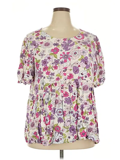 Pre-owned Hayden Short Sleeve Blouse In Purple