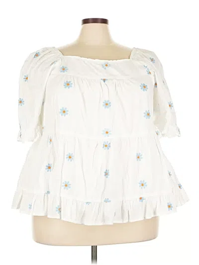 Pre-owned Hayden Short Sleeve Blouse In White