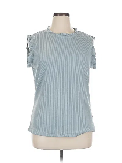 Pre-owned Hayden Short Sleeve Top Blue Keyhole Neckline Tops