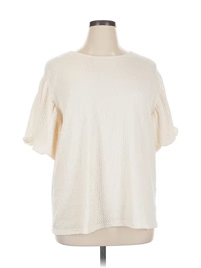 Pre-owned Hayden Short Sleeve Top Ivory Crew Neck Tops In White