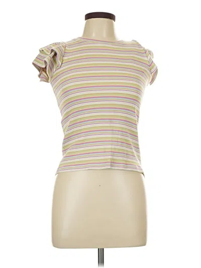 Pre-owned Hayden Short Sleeve Top Tan One Shoulder Neckline Tops