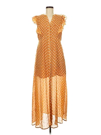 Pre-owned Hayden Sleeveless Top Orange Plunge Neckline Tops