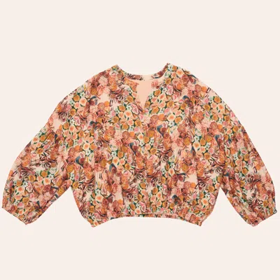 Hayden Women's Peach & Pink Floral Print Balloon Sleeve Top In Brown