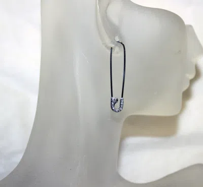 Pre-owned Hayko 14k White Gold Pave Set Diamond's Safety Pin Earring(single) 1.5''long