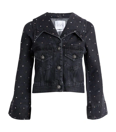 Hayley Menzies Acid Wash Studded Denim Jacket In Black