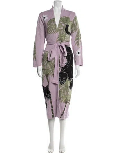 Pre-owned Hayley Menzies Animal Print Robe In Purple