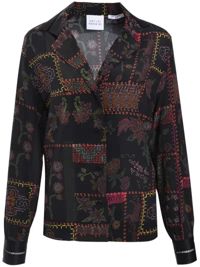 Hayley Menzies Floral-embroidery Shirt In Black